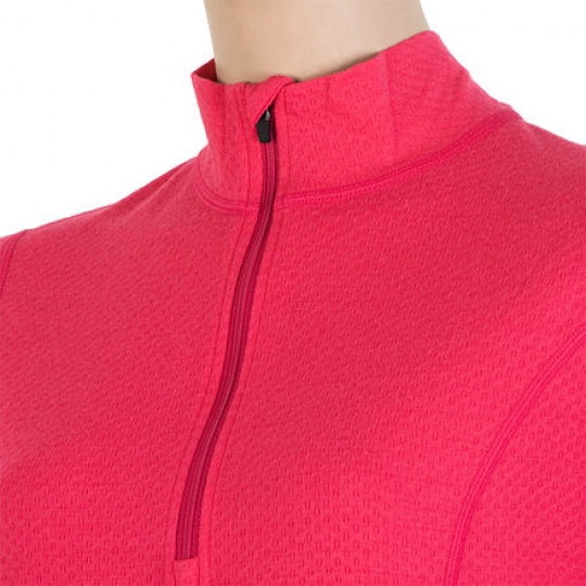 SENSOR MERINO DF dámské triko dl.rukáv zip magenta Velikost: