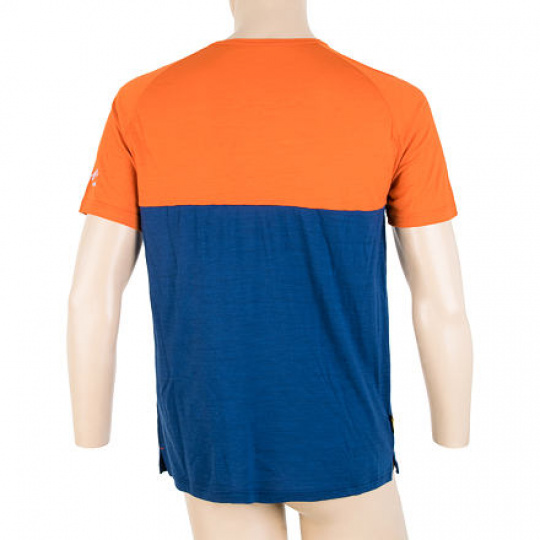 SENSOR MERINO AIR PT pánské triko kr.rukáv s knoflíky oranžová/modrá Velikost: