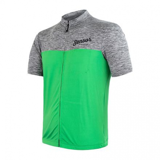 SENSOR CYKLO MOTION pánský dres kr.rukáv celozip šedá/zelená Velikost: