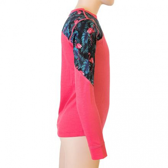 SENSOR MERINO IMPRESS SET dětský triko dl.rukáv + spodky magenta/floral Velikost: