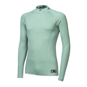 SENSOR MERINO DF pánské triko dl.rukáv zip basil green velikost