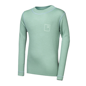 SENSOR MERINO DF LOGO UP juniorské triko dl.rukáv basil green velikost