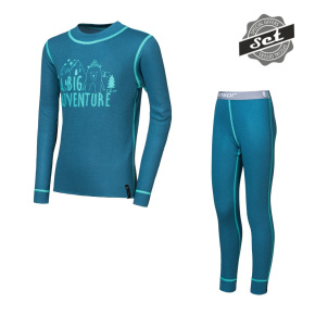 SENSOR DOUBLE FACE SET ADVENTURE dětský triko dl.rukáv + spodky safír velikost