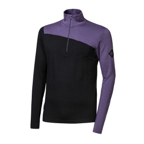 SENSOR MERINO EXTREME UP pánská mikina dl.rukáv zip černá/grape purple velikost