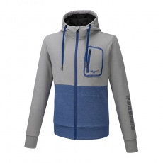 Mizuno Zip Hoody / Grey Melange/True Blue / Mizuno Zip Hoody / Grey Melange/True Blue /