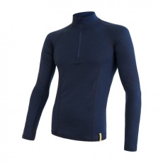 SENSOR MERINO DF pánské triko dl.rukáv zip deep blue Velikost: