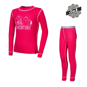 SENSOR DOUBLE FACE SET ADVENTURE dětský triko dl.rukáv + spodky magenta velikost 130