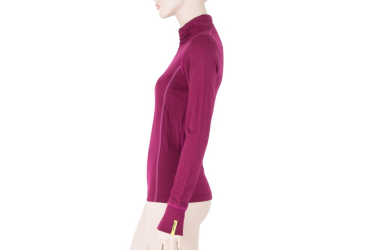 SENSOR MERINO ACTIVE dámské triko dl.rukáv stoják zip lilla velikost