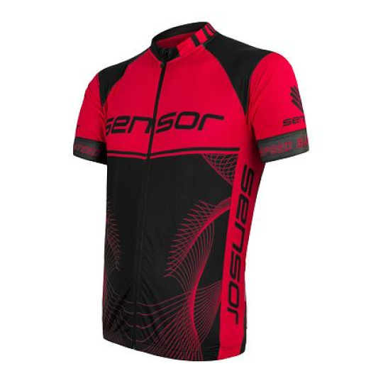 SENSOR CYKLO TEAM UP pánský dres kr.ruk. celozip černá/červená Velikost: