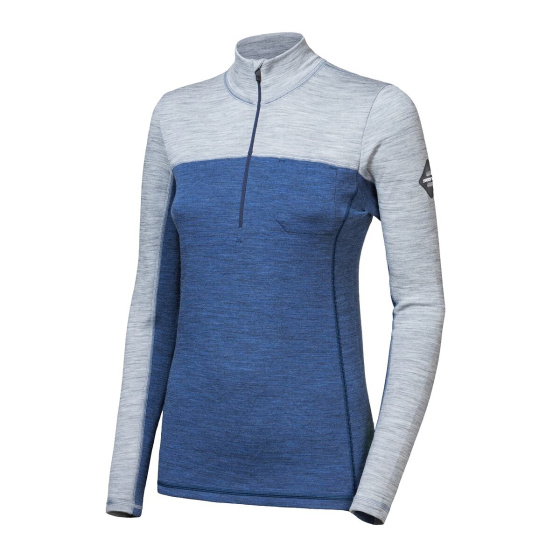 SENSOR MERINO BOLD dámské triko dl.rukáv zip cool blue/cool gray velikost