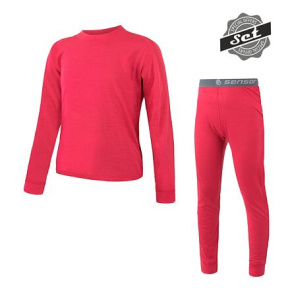 SENSOR MERINO AIR SET dětský triko dl.rukáv + spodky magenta velikost 100