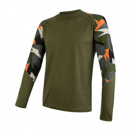 SENSOR MERINO IMPRESS pánské triko dl.rukáv safari/camo Velikost: