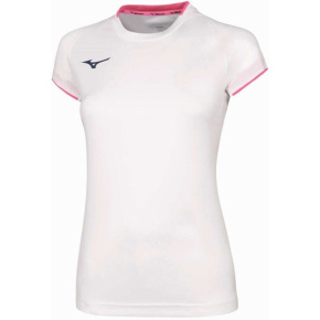 MIZUNO Core Short Sleeve Tee/White/Pink Fluo