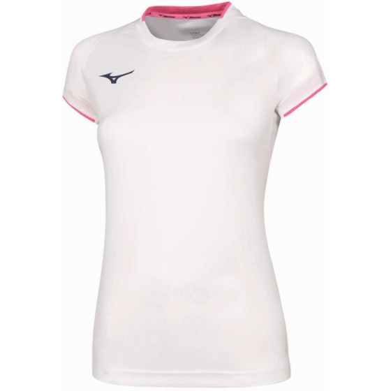 MIZUNO Core Short Sleeve Tee/White/Pink Fluo