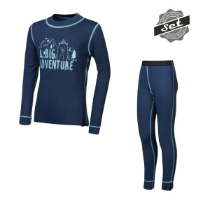 SENSOR DOUBLE FACE SET ADVENTURE dětský triko dl.rukáv + spodky deep blue  velikost 120