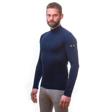 SENSOR MERINO ACTIVE pánské triko dl.rukáv stoják zip deep blue Velikost: