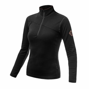 SENSOR MERINO UPPER dámská mikina krátký zip černá velikost XXL