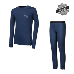 SENSOR DOUBLE FACE SET LOGO UP juniorský triko dl.rukáv + spodky deep blue velikost 150