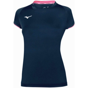 MIZUNO Core Short Sleeve Tee/Navy/Pink Fluo