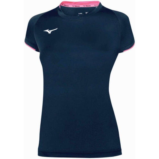MIZUNO Core Short Sleeve Tee/Navy/Pink Fluo