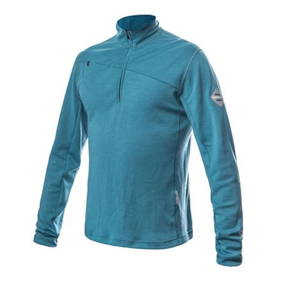 SENSOR MERINO UPPER pánská mikina krátký zip mint blue velikost