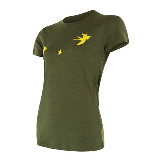 SENSOR MERINO ACTIVE PT SWALLOW dámské triko kr.rukáv safari green velikost