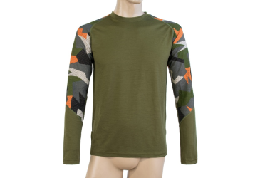 SENSOR MERINO IMPRESS pánské triko dl.rukáv safari/camo velikost