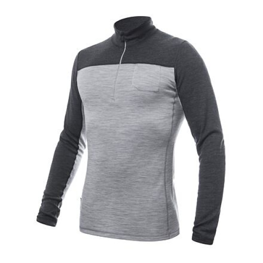 SENSOR MERINO BOLD pánské triko dl.rukáv zip cool gray/anthracite Velikost: