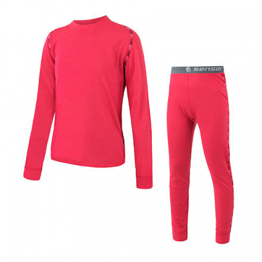 SENSOR MERINO AIR SET dětský triko dl.rukáv + spodky magenta Velikost: