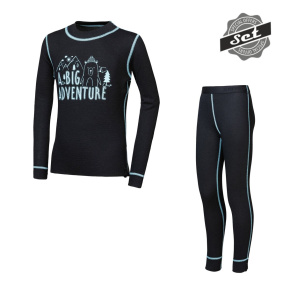 SENSOR DOUBLE FACE SET ADVENTURE dětský triko dl.rukáv + spodky černá  velikost